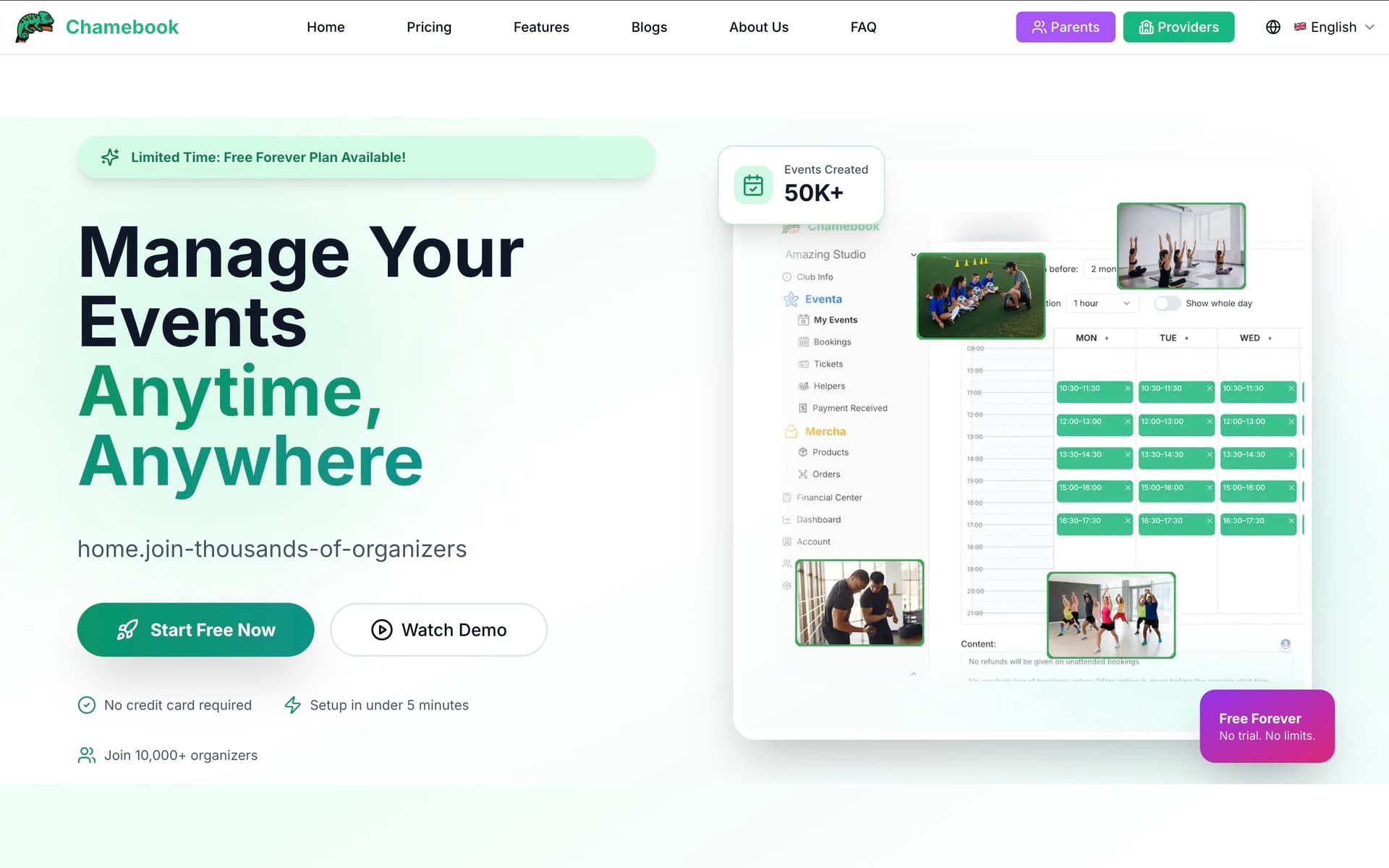 Chamebook online booking system for courses and events